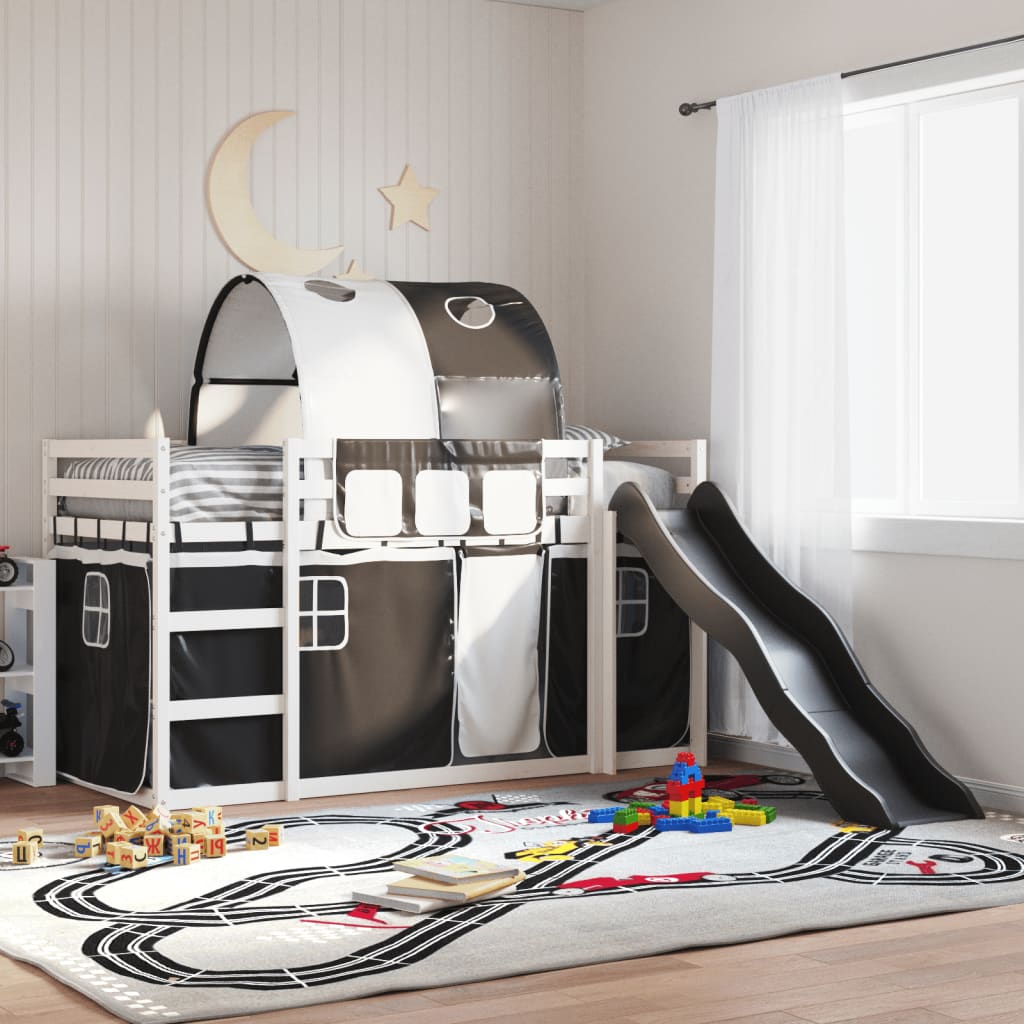Bunk Bed without Mattress with Slide White and Black 80x200 cm