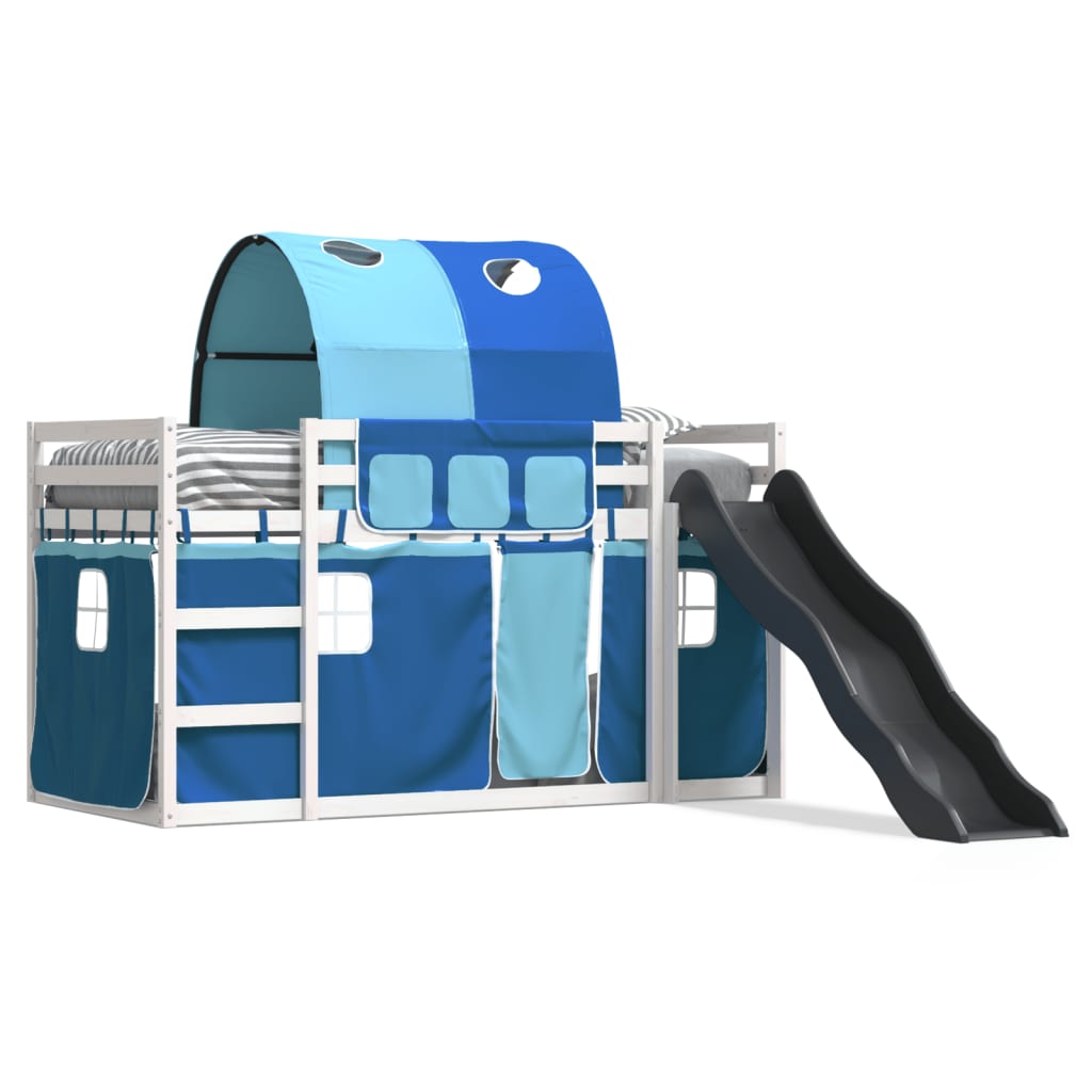 Bunk Bed without Mattress with Slide and Curtains Blue 80x200 cm