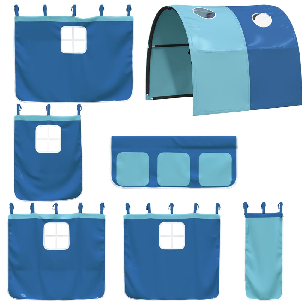 Bunk Bed without Mattress with Slide and Curtains Blue 80x200 cm
