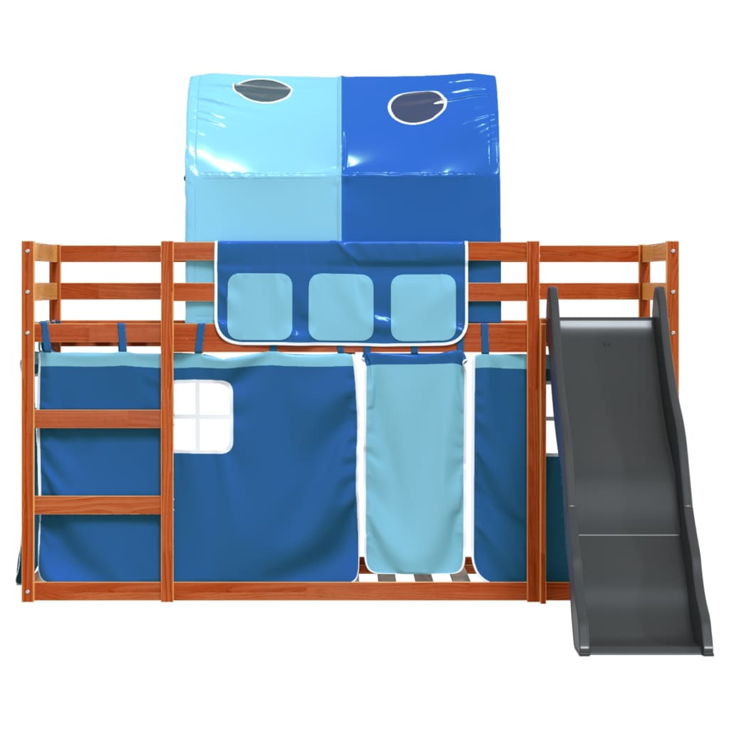 Bunk Bed without Mattress with Slide and Curtains Blue 80x200 cm