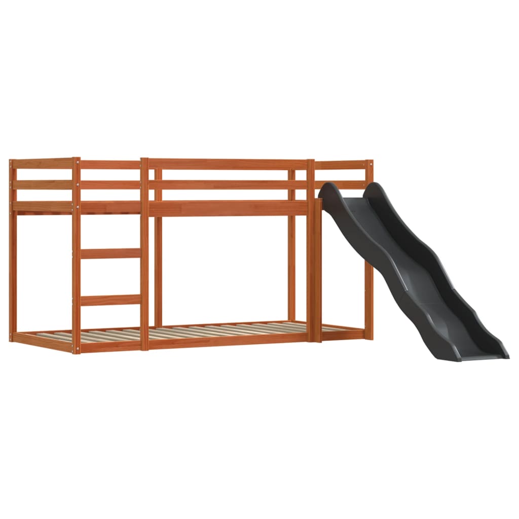 Bunk Bed without Mattress with Slide and Curtains Blue 80x200 cm