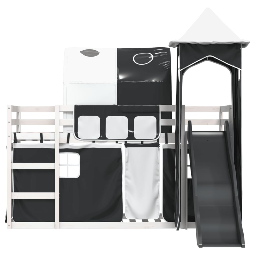 Bunk Bed without Mattress with Slide White and Black 80x200 cm