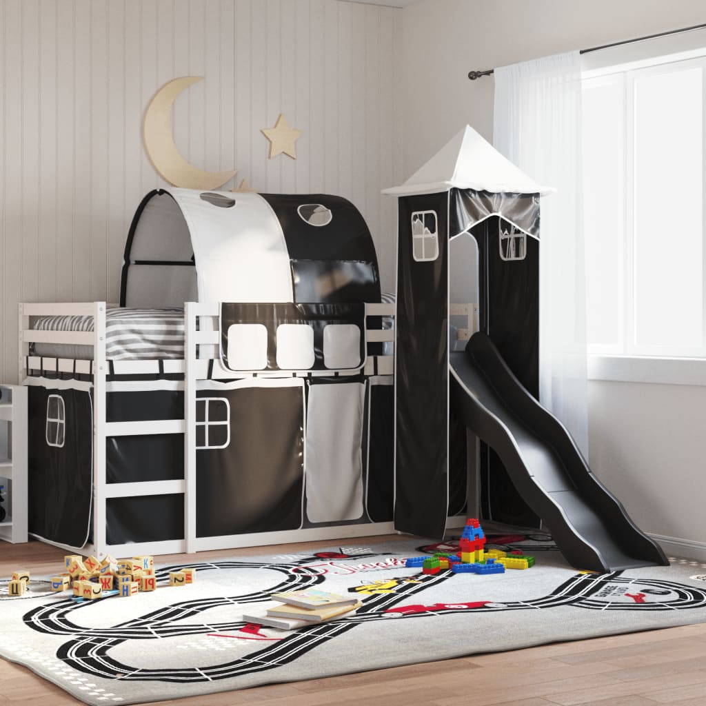 Bunk Bed without Mattress with Slide White and Black 80x200 cm