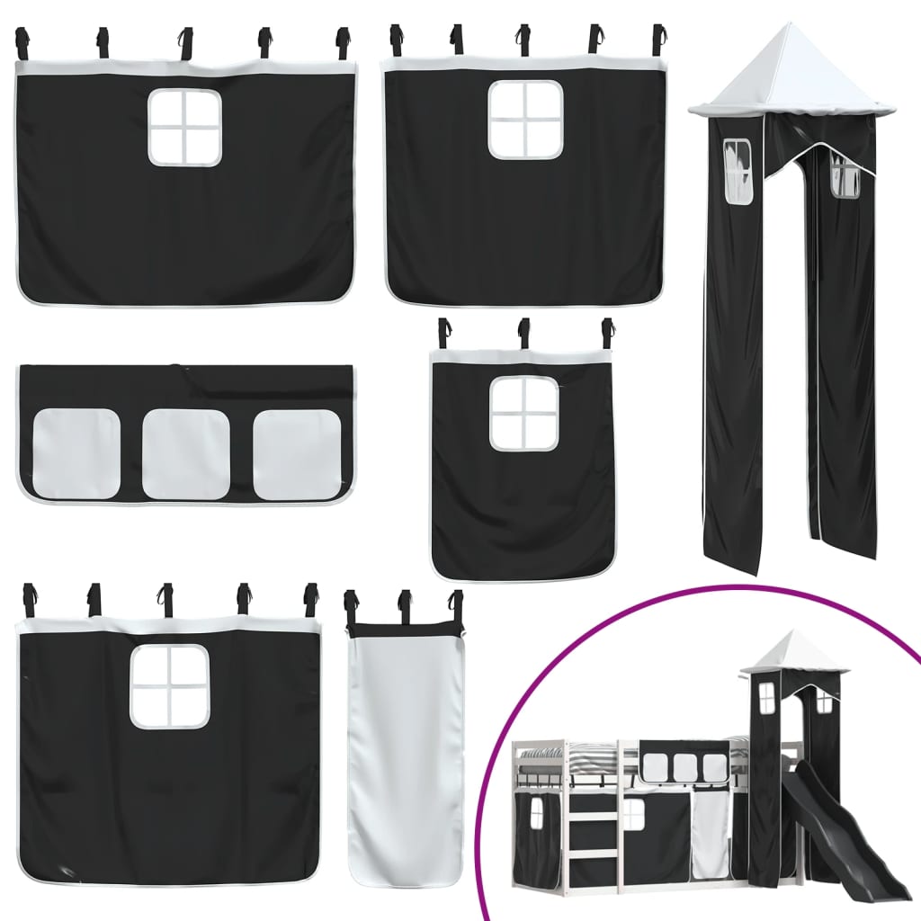 Bunk Bed without Mattress with Slide White and Black 80x200 cm