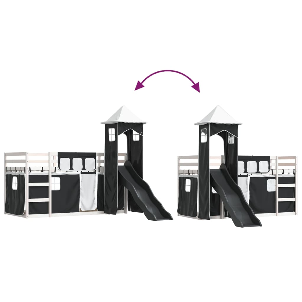 Bunk Bed without Mattress with Slide White and Black 80x200 cm