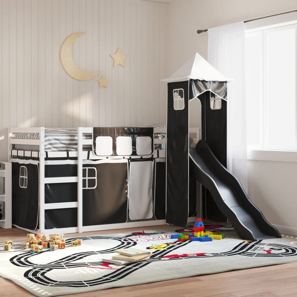 Bunk Bed without Mattress with Slide White and Black 80x200 cm