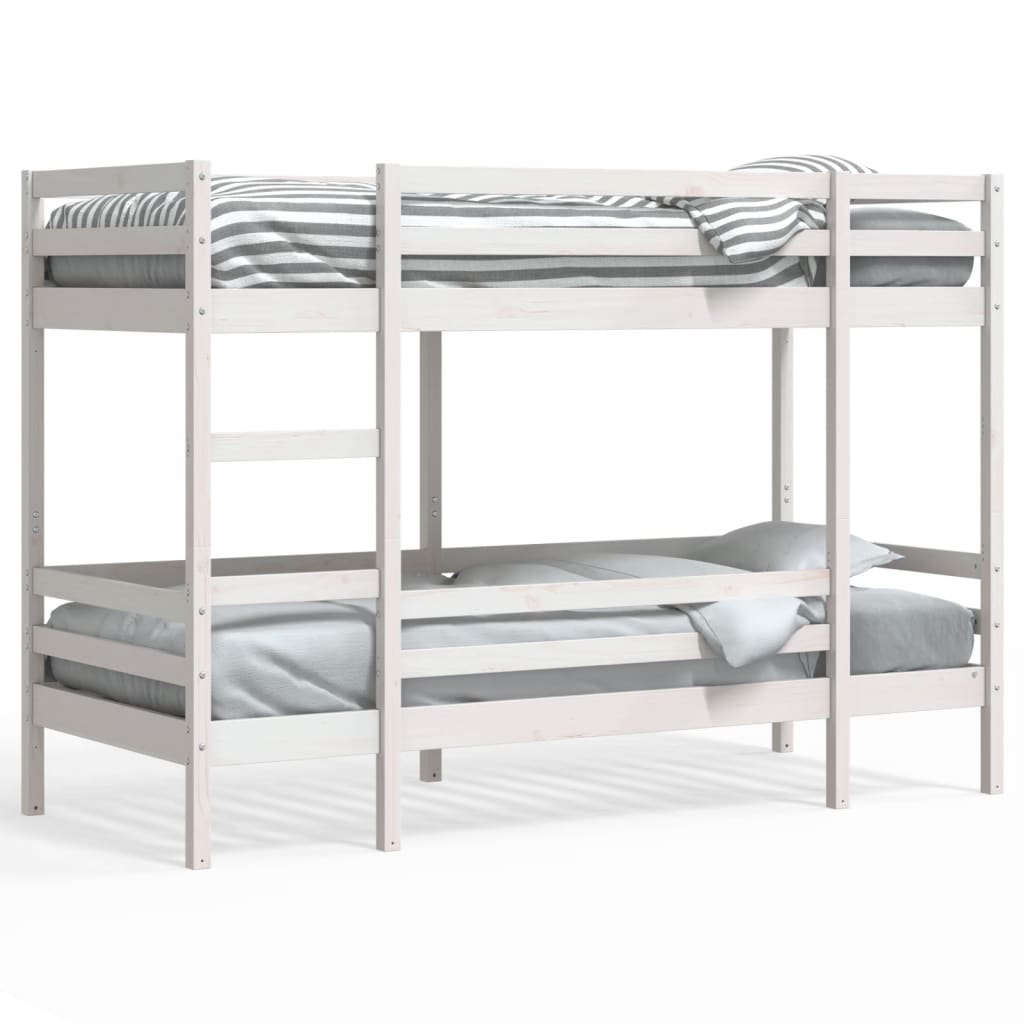 Bunk Bed without Mattress White 90x190 cm Single Solid Wood Pine