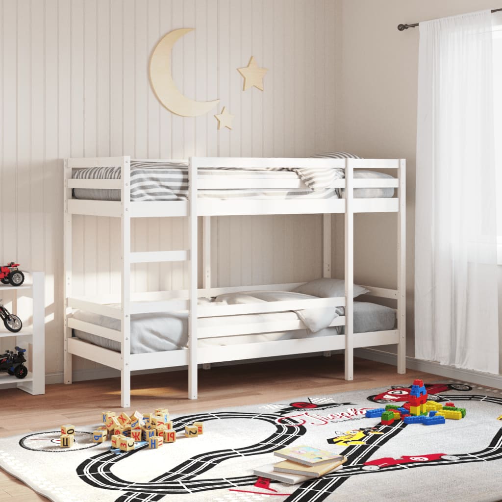 Bunk Bed without Mattress White 75x190 cm Small Single Solid Wood Pine