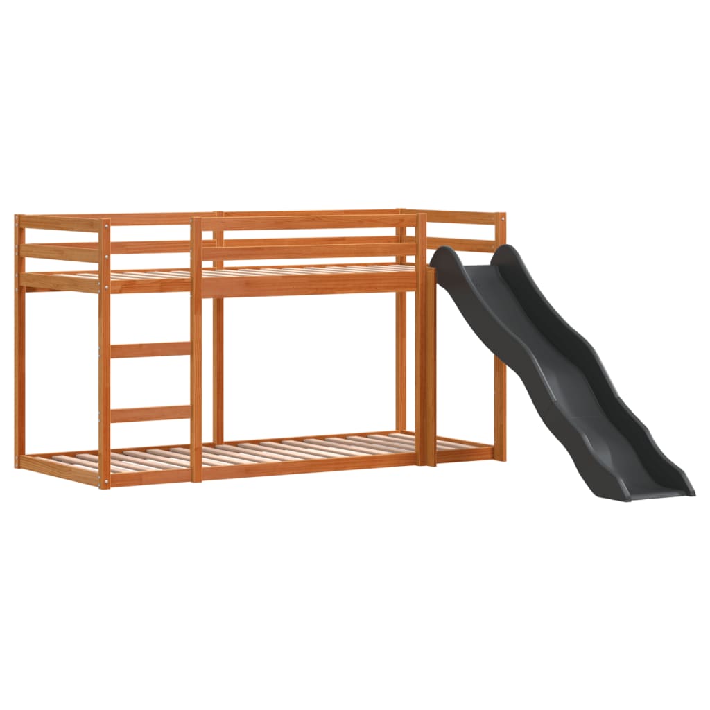 Bunk Bed with Slide&Ladder without Mattress Wax Brown 90x200 cm