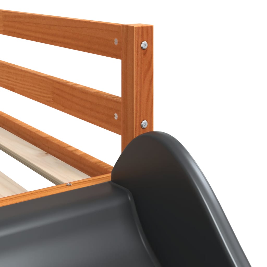 Bunk Bed with Slide&Ladder without Mattress Wax Brown 75x190 cm Small Single