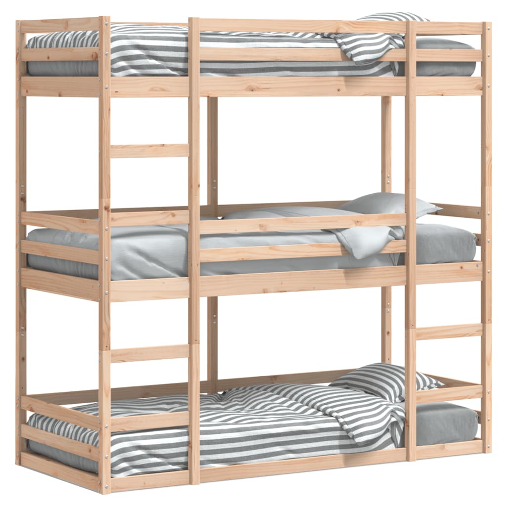 Triple Bunk Bed without Mattress 80x200 cm Solid Wood Pine