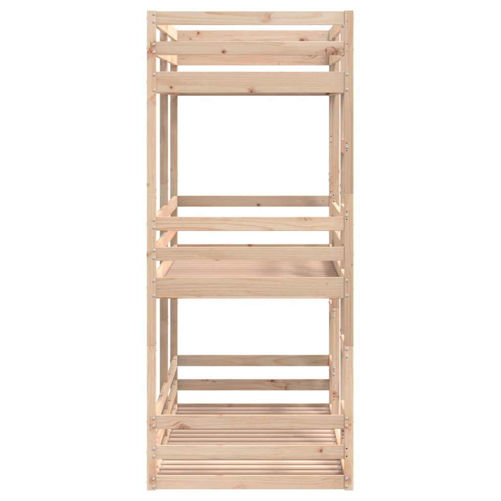 Triple Bunk Bed without Mattress 90x190 cm Single Solid Wood Pine