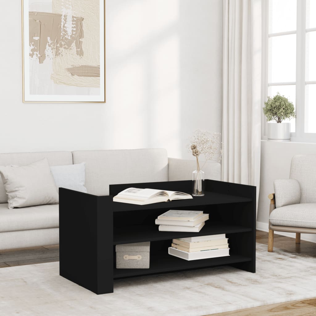 Modern Wooden Living Room Coffee Table With Open Storage Shelves Wood Tables