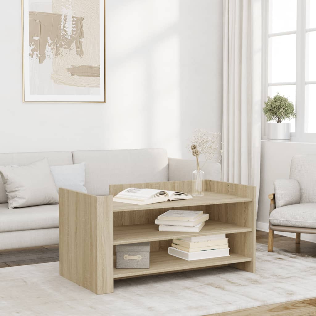 Modern Wooden Living Room Coffee Table With Open Storage Shelves Wood Tables