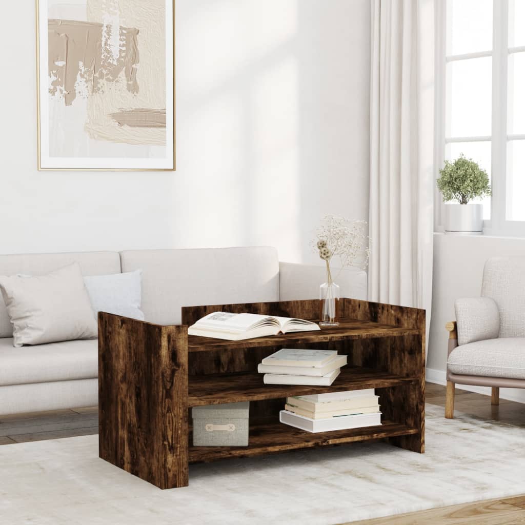 Modern Wooden Living Room Coffee Table With Open Storage Shelves Wood Tables