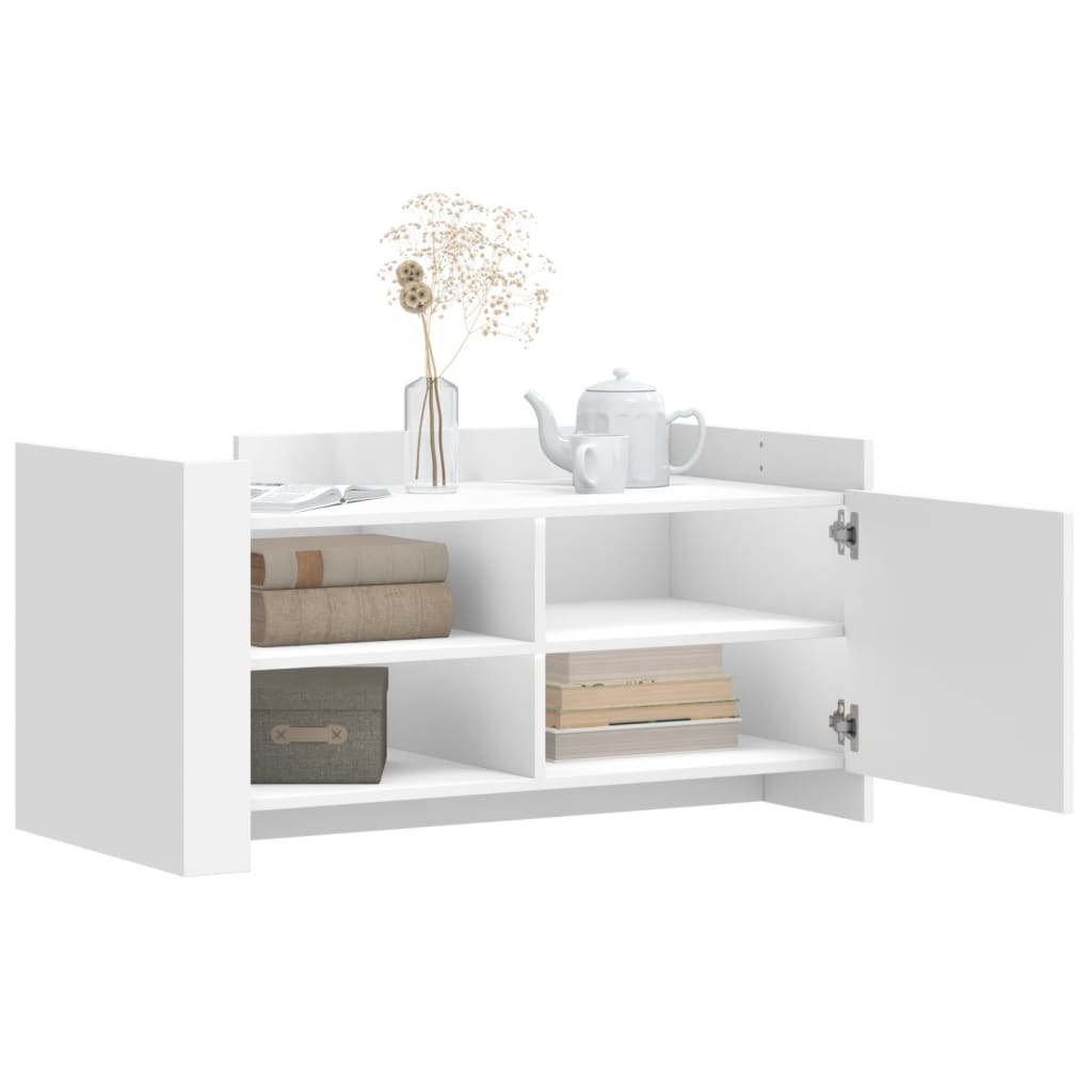 Modern Wooden Living Room Coffee Table With Door & Open Storage Shelves Wood