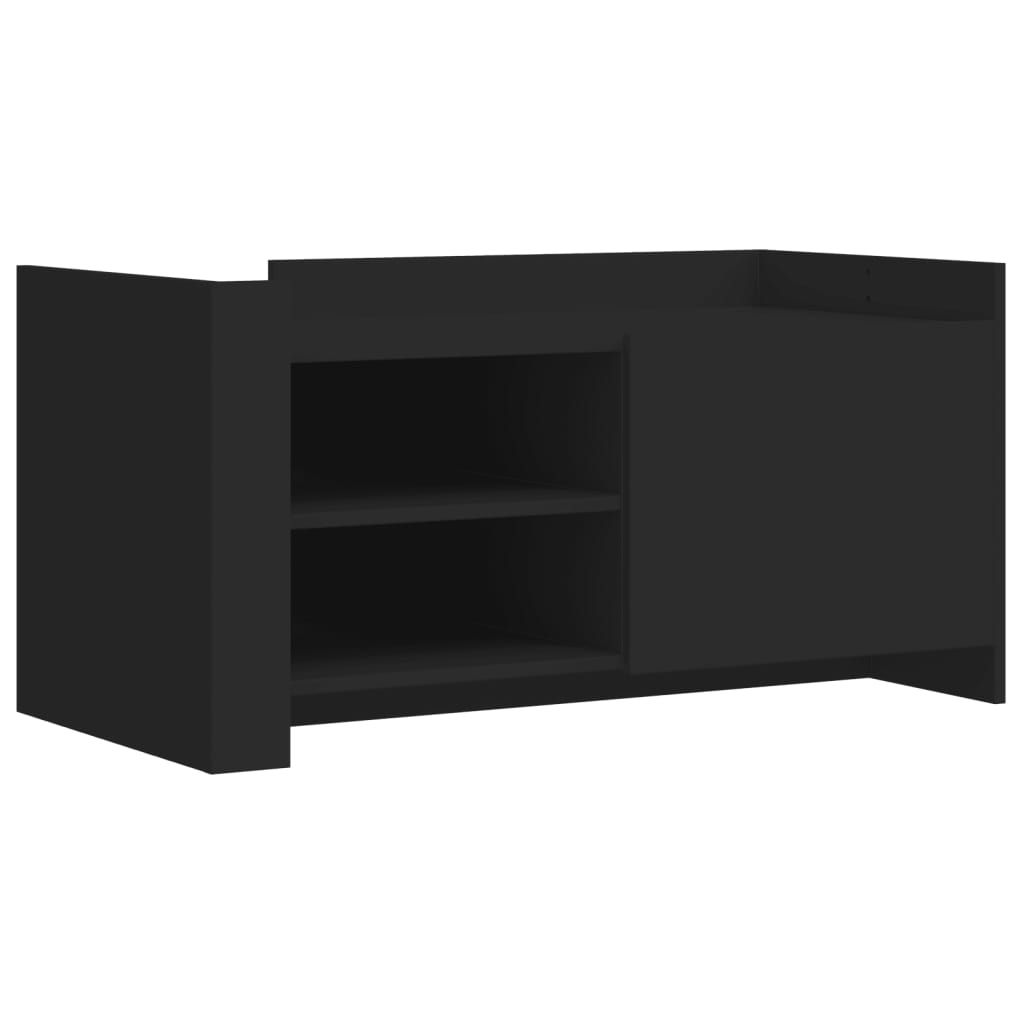 Modern Wooden Living Room Coffee Table With Door & Open Storage Shelves Wood