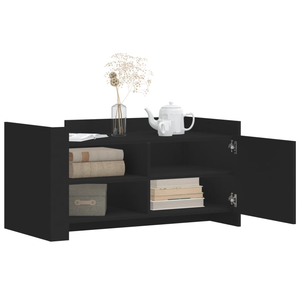 Modern Wooden Living Room Coffee Table With Door & Open Storage Shelves Wood