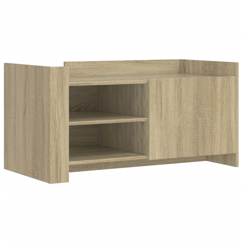 Modern Wooden Living Room Coffee Table With Door & Open Storage Shelves Wood