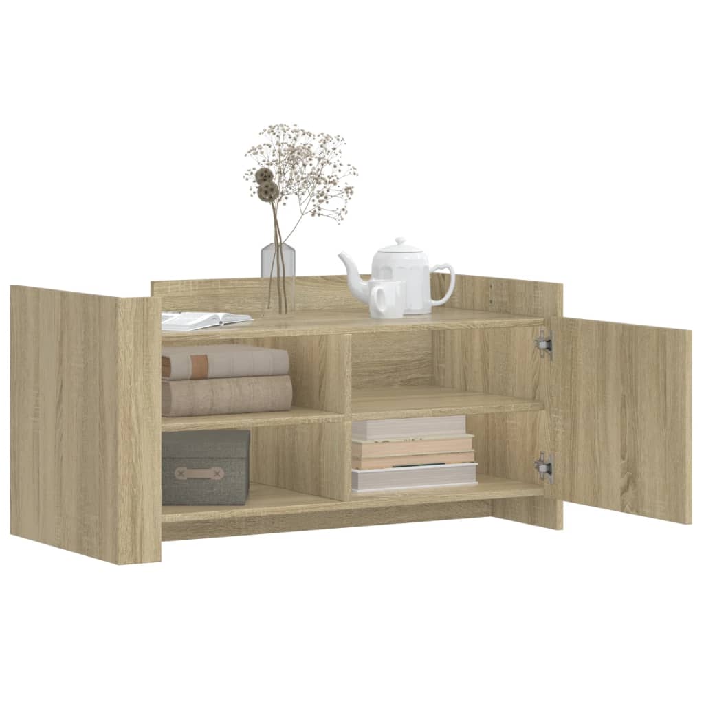 Modern Wooden Living Room Coffee Table With Door & Open Storage Shelves Wood