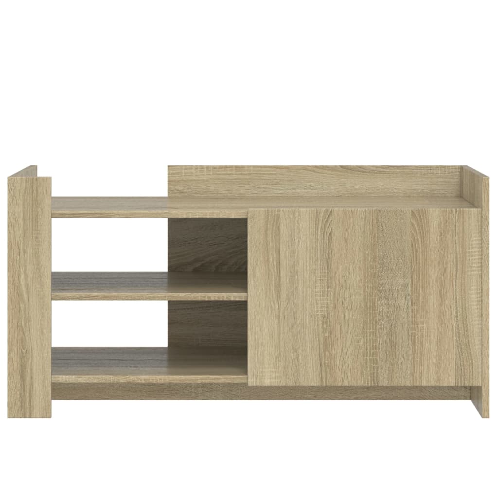 Modern Wooden Living Room Coffee Table With Door & Open Storage Shelves Wood