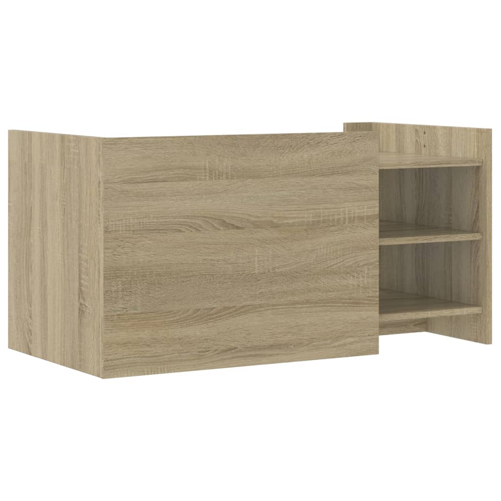 Modern Wooden Living Room Coffee Table With Door & Open Storage Shelves Wood