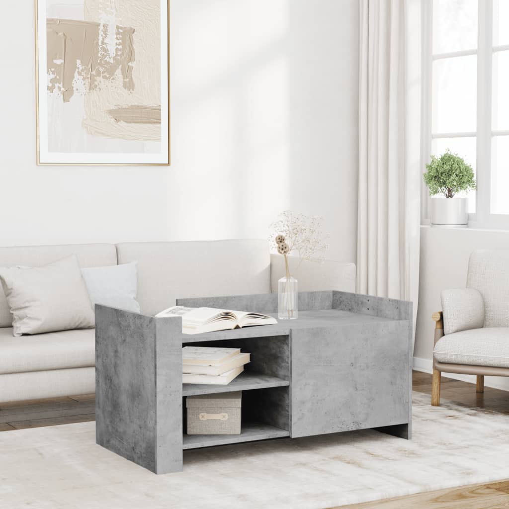 Modern Wooden Living Room Coffee Table With Door & Open Storage Shelves Wood