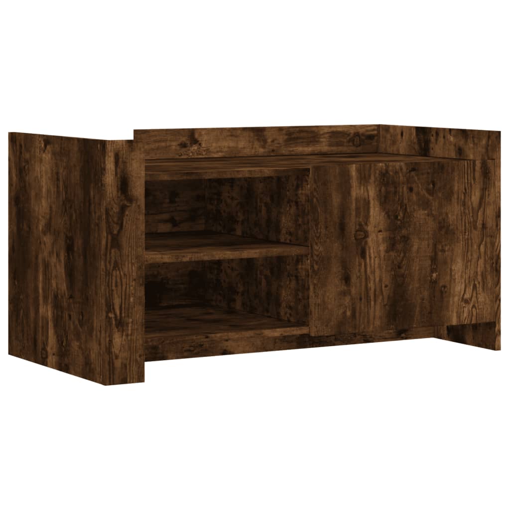 Modern Wooden Living Room Coffee Table With Door & Open Storage Shelves Wood