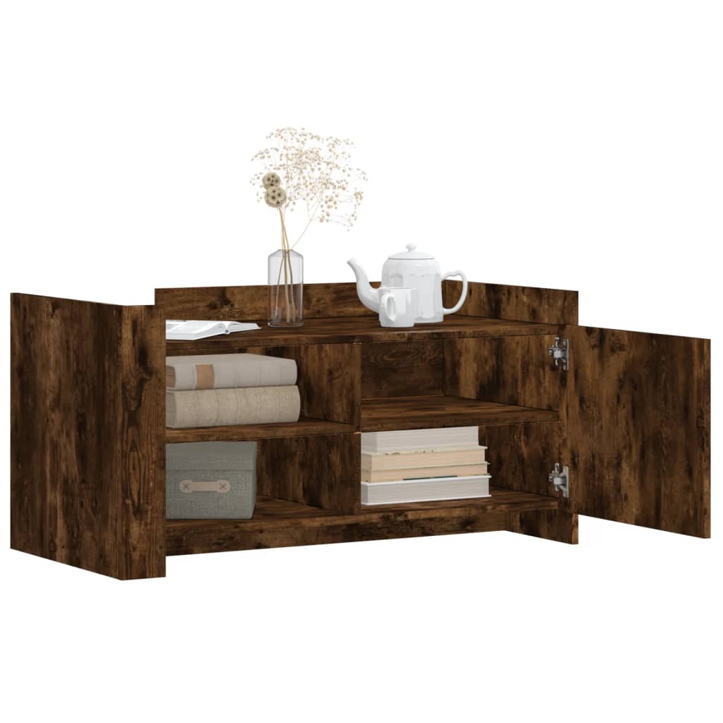 Modern Wooden Living Room Coffee Table With Door & Open Storage Shelves Wood