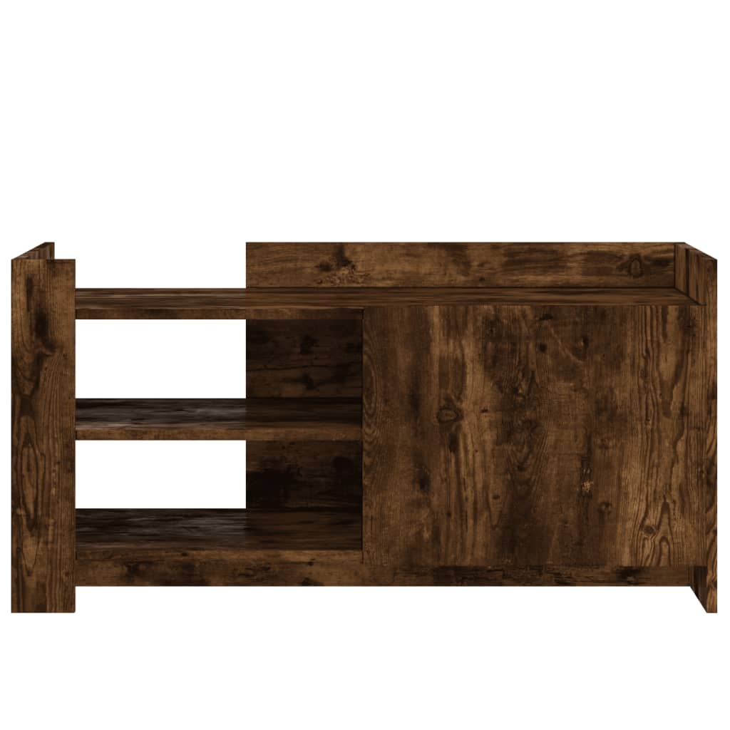 Modern Wooden Living Room Coffee Table With Door & Open Storage Shelves Wood
