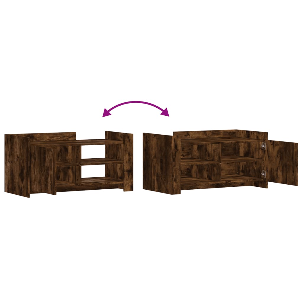 Modern Wooden Living Room Coffee Table With Door & Open Storage Shelves Wood