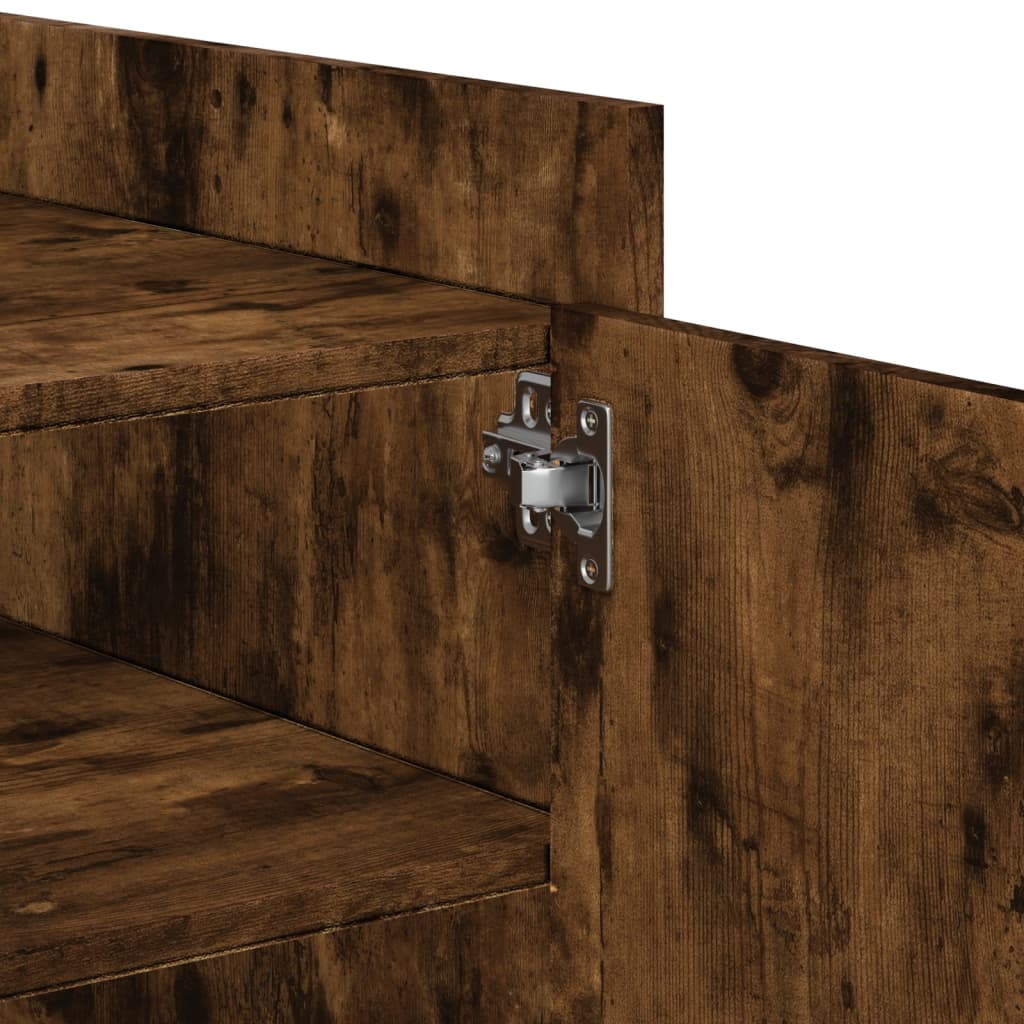 Modern Wooden Living Room Coffee Table With Door & Open Storage Shelves Wood