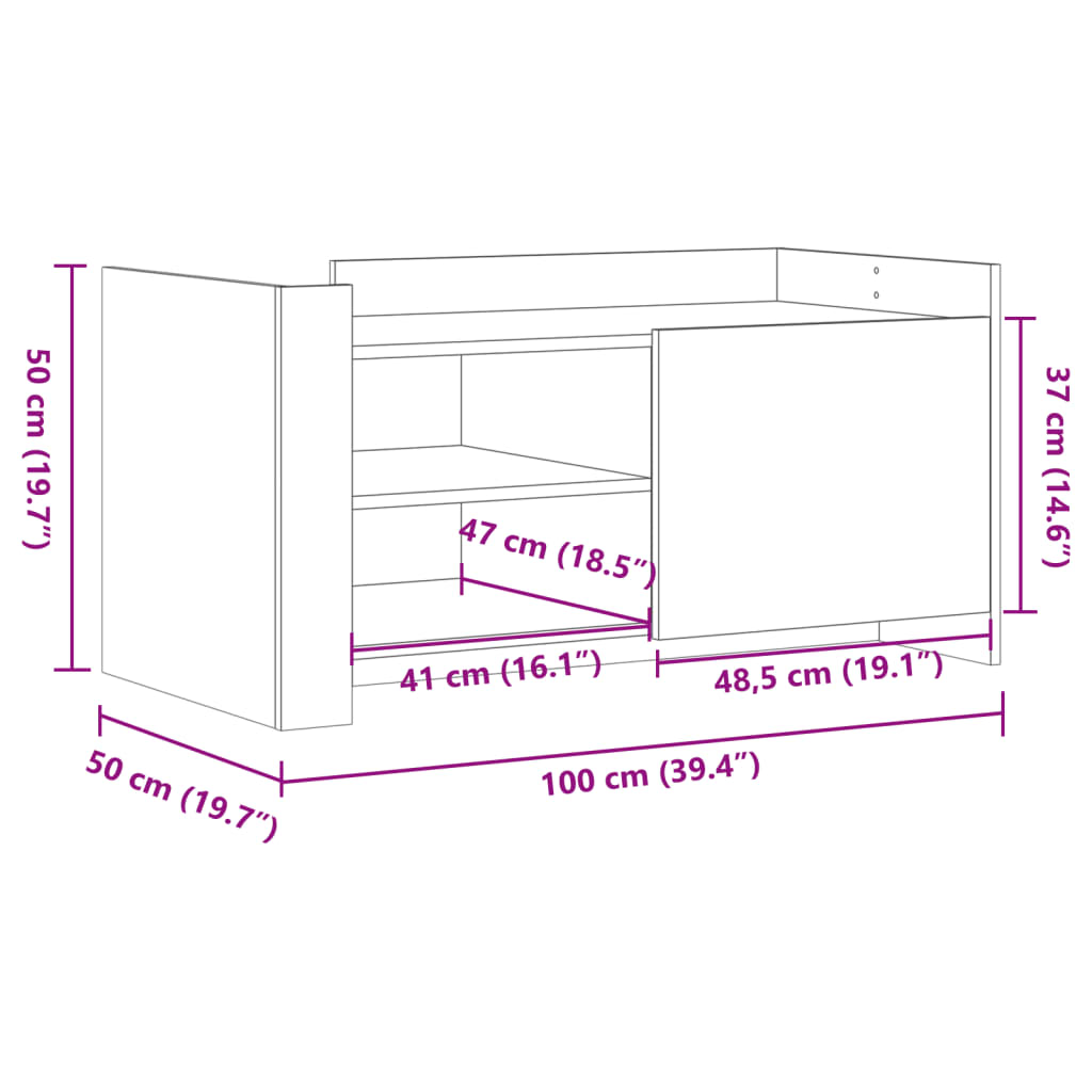 Modern Wooden Living Room Coffee Table With Door & Open Storage Shelves Wood
