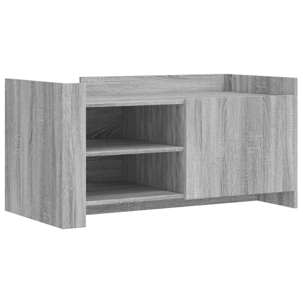 Modern Wooden Living Room Coffee Table With Door & Open Storage Shelves Wood