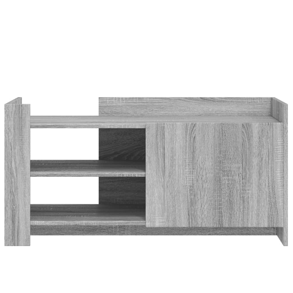 Modern Wooden Living Room Coffee Table With Door & Open Storage Shelves Wood