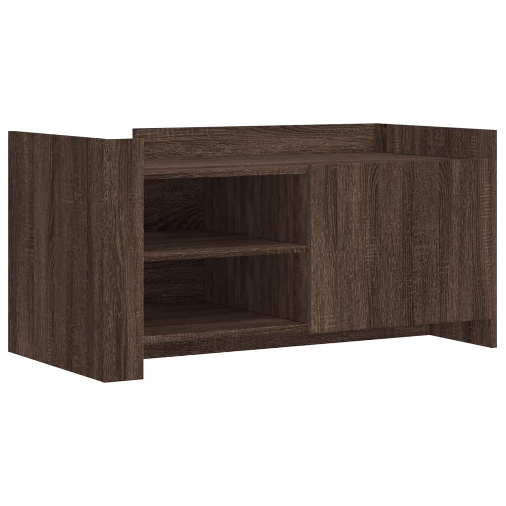 Modern Wooden Living Room Coffee Table With Door & Open Storage Shelves Wood