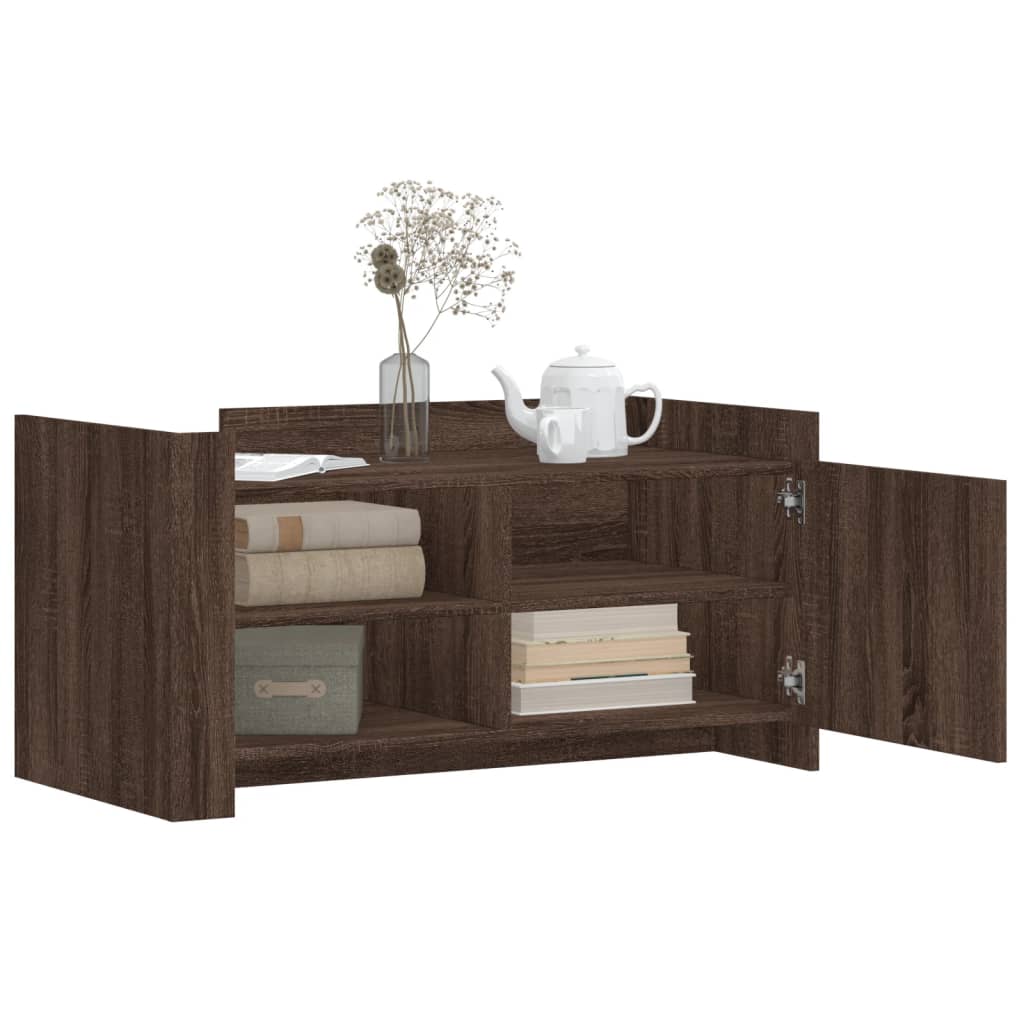Modern Wooden Living Room Coffee Table With Door & Open Storage Shelves Wood