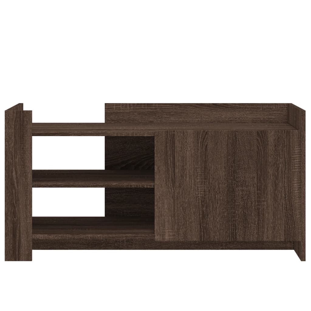 Modern Wooden Living Room Coffee Table With Door & Open Storage Shelves Wood