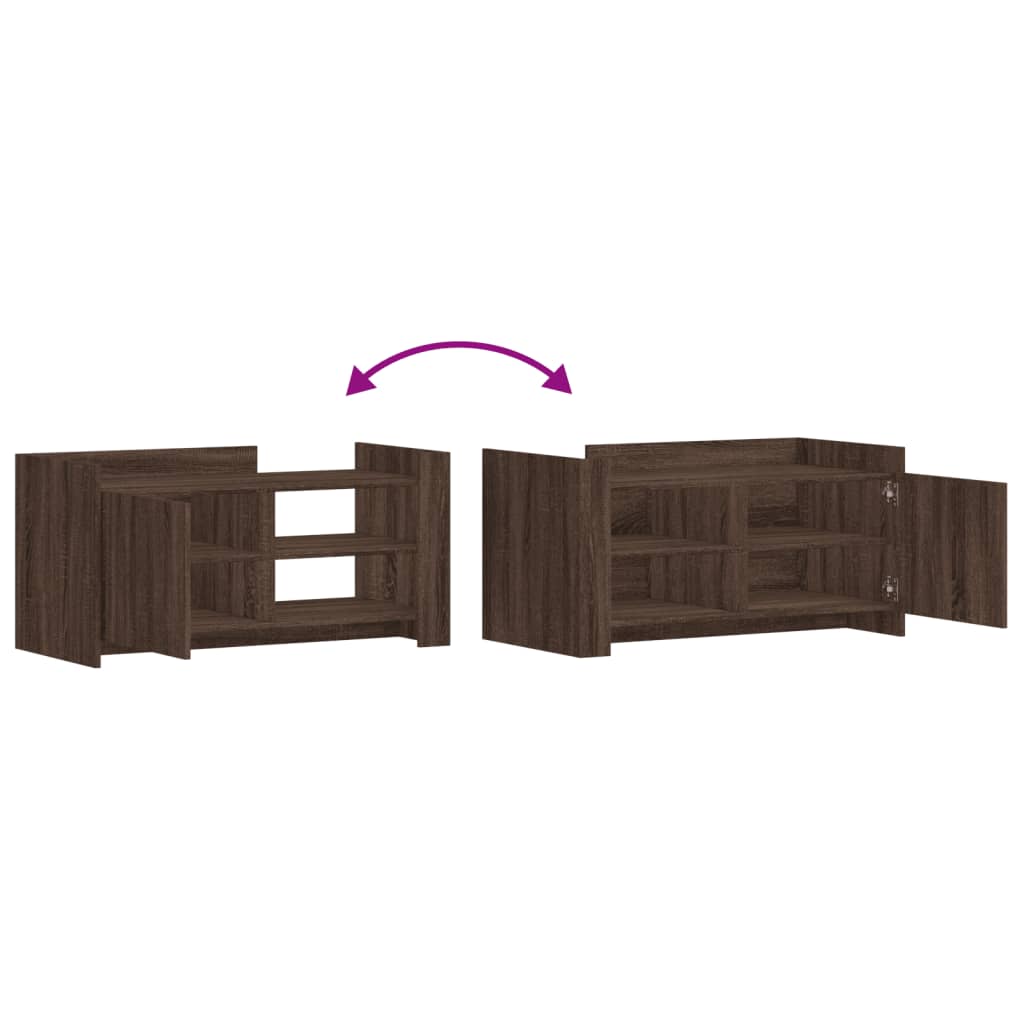 Modern Wooden Living Room Coffee Table With Door & Open Storage Shelves Wood