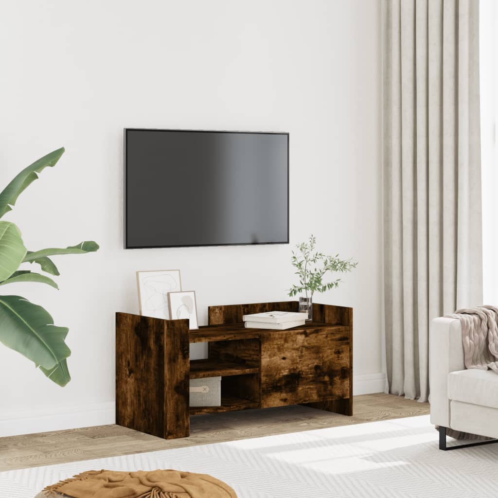 TV Cabinet Smoked Oak 80x35x40 cm Engineered Wood