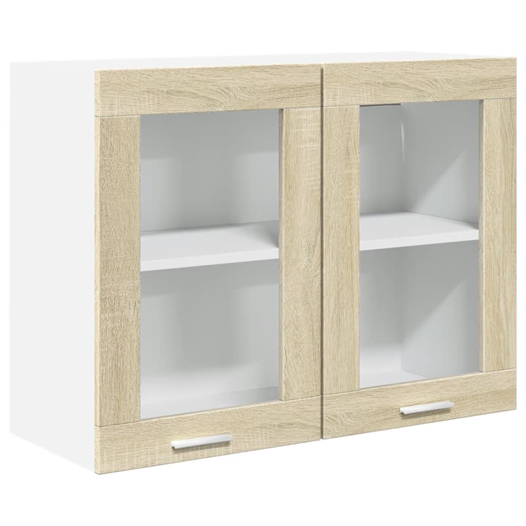 Modern Wooden 2 Door Hanging Glass Wall Mounted Kitchen Storage Cabinet Unit