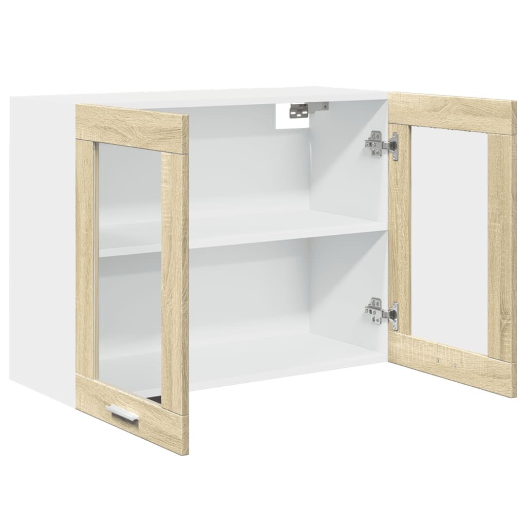Modern Wooden 2 Door Hanging Glass Wall Mounted Kitchen Storage Cabinet Unit