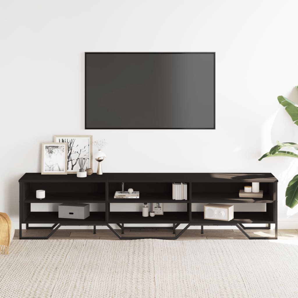 Industrial Wooden TV Tele Stand Unit Cabinet With Open Storage Compartments Wood