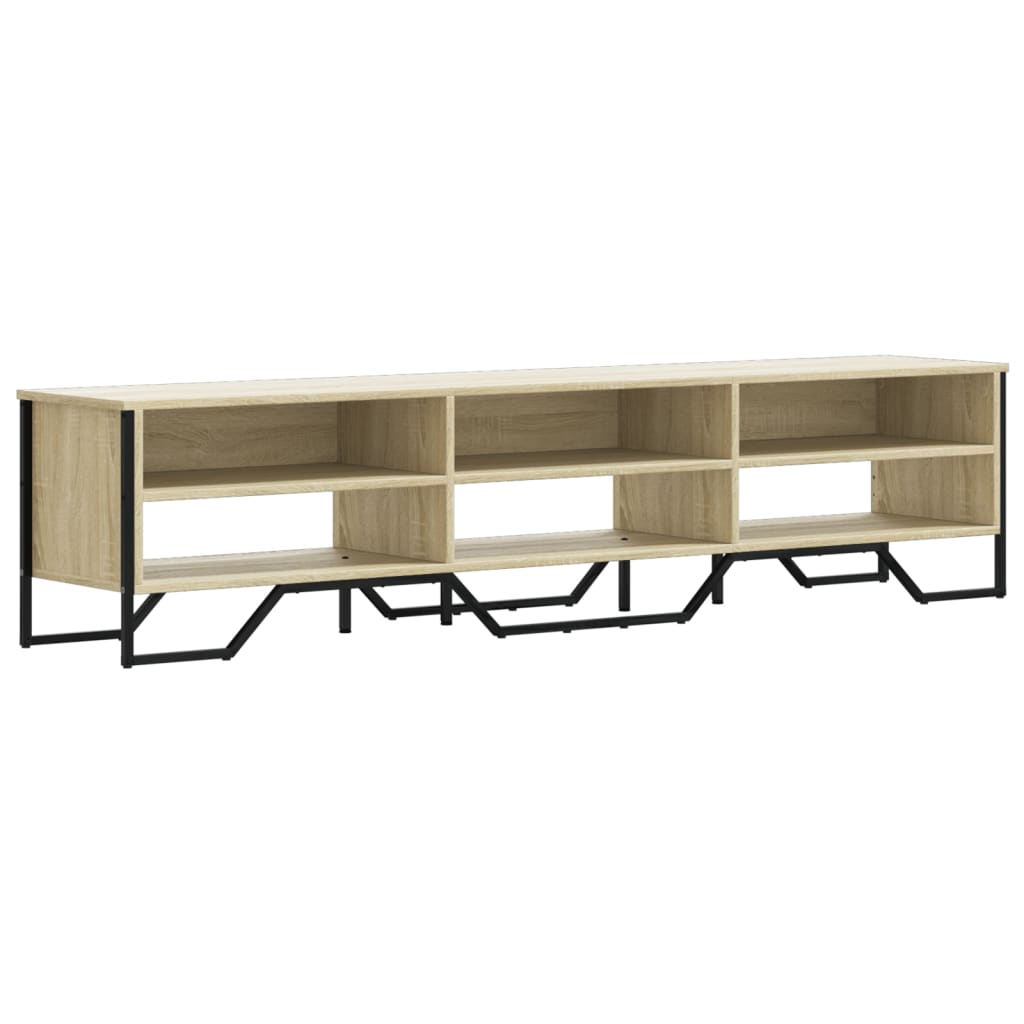 Industrial Wooden TV Tele Stand Unit Cabinet With Open Storage Compartments Wood