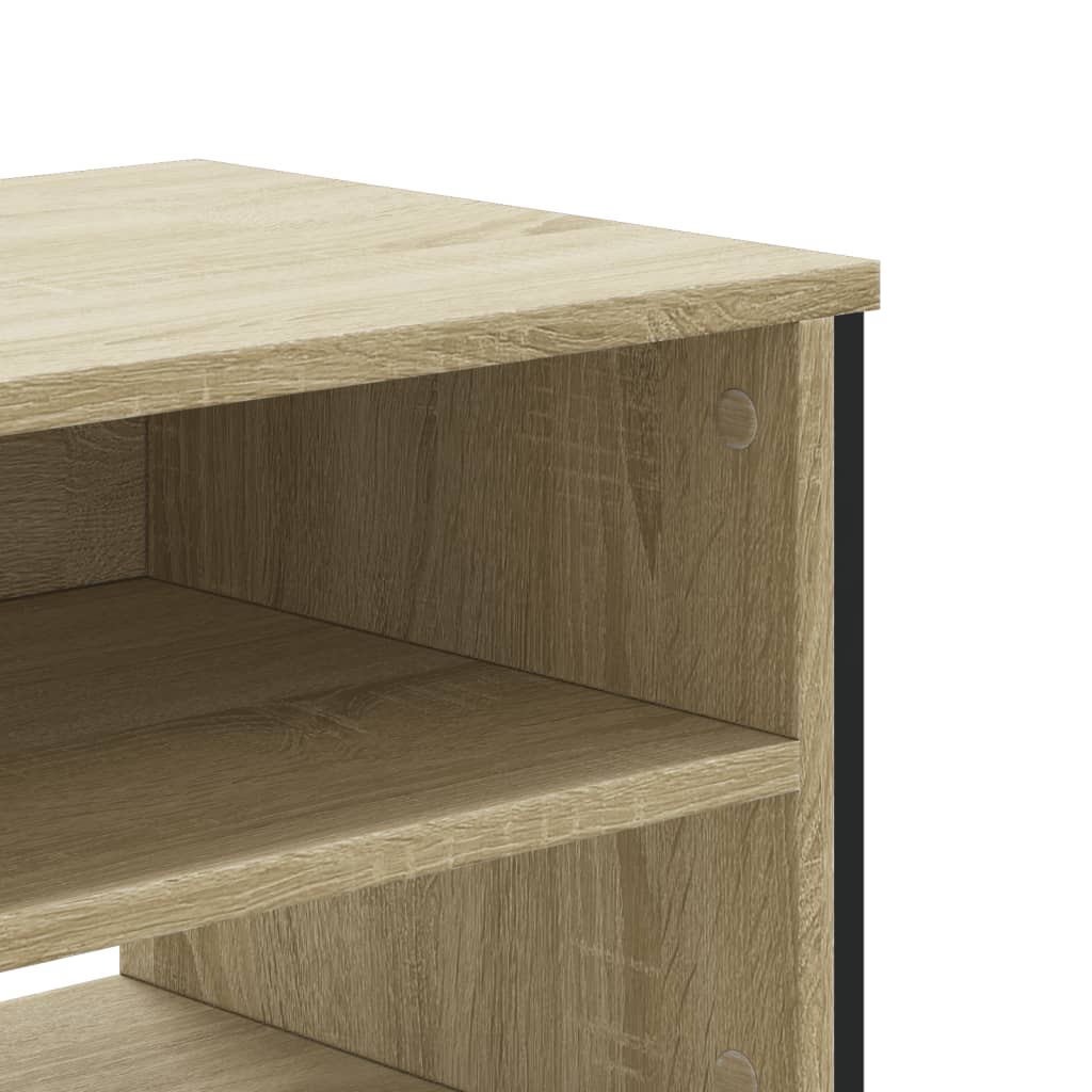 Industrial Wooden TV Tele Stand Unit Cabinet With Open Storage Compartments Wood