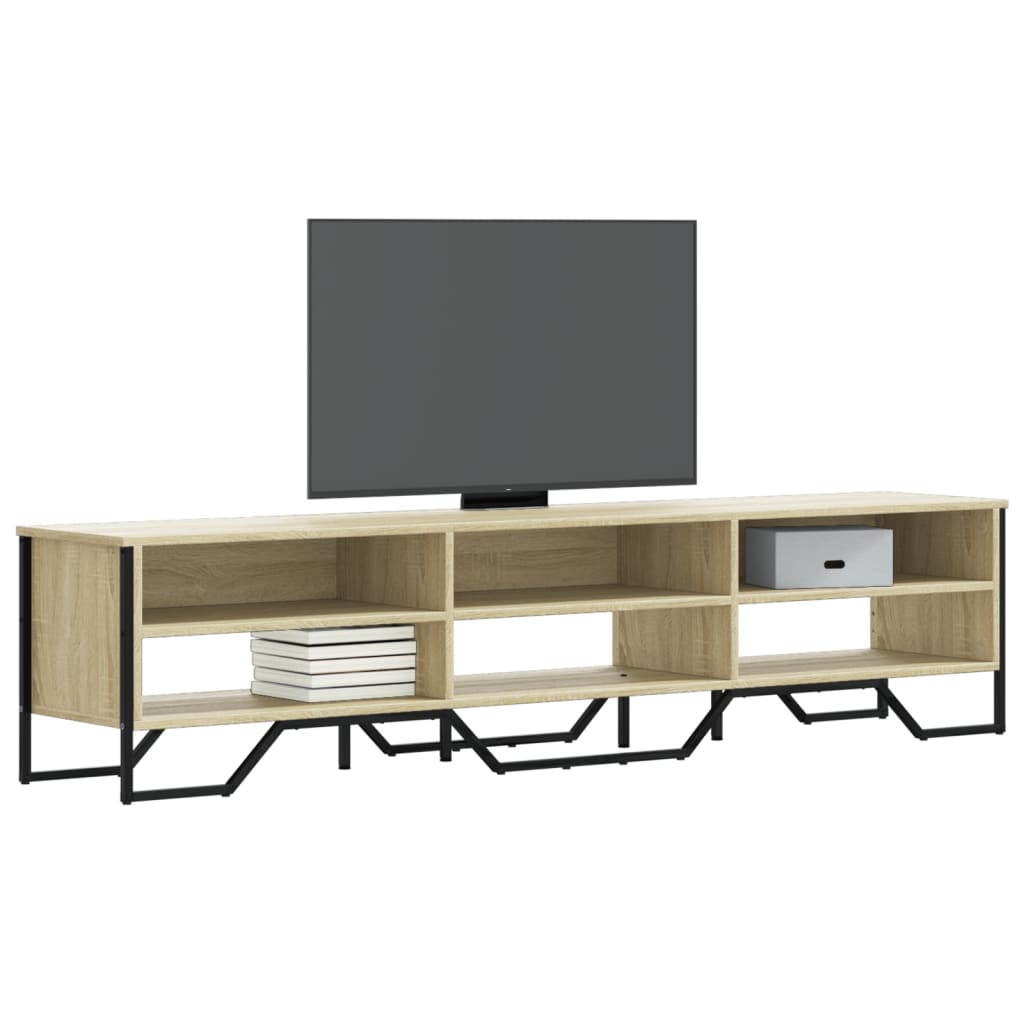 Industrial Wooden TV Tele Stand Unit Cabinet With Open Storage Compartments Wood