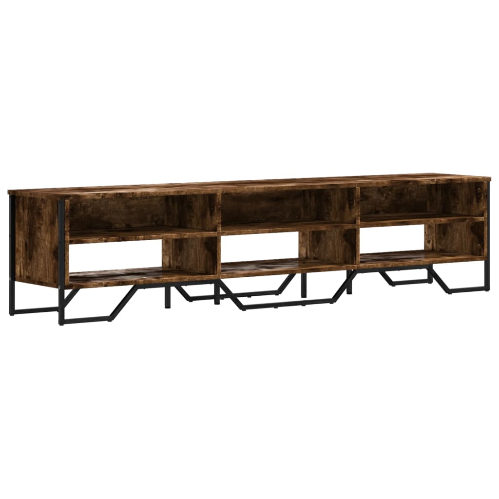 Industrial Wooden TV Tele Stand Unit Cabinet With Open Storage Compartments Wood