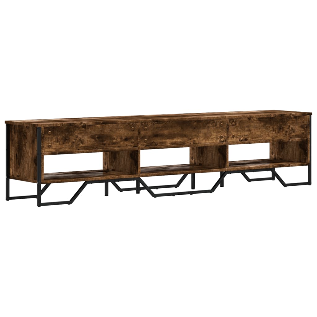 Industrial Wooden TV Tele Stand Unit Cabinet With Open Storage Compartments Wood