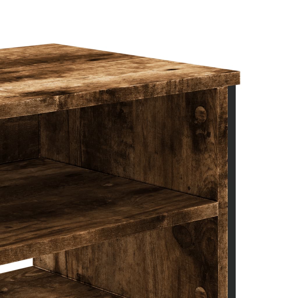 Industrial Wooden TV Tele Stand Unit Cabinet With Open Storage Compartments Wood