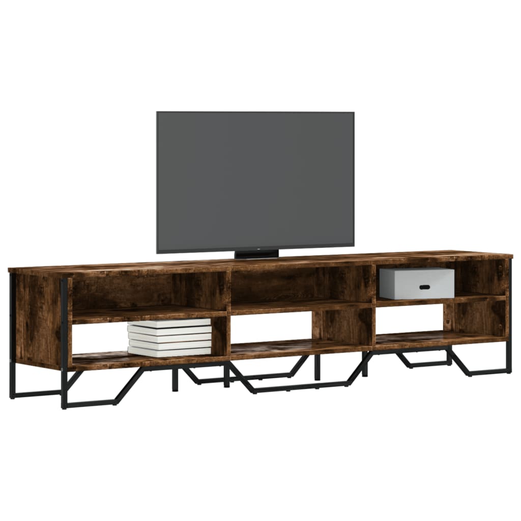 Industrial Wooden TV Tele Stand Unit Cabinet With Open Storage Compartments Wood